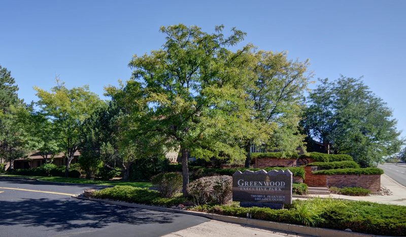 Greenwood Executive Park entrance sign at Peakview Ave. and Quebec St.